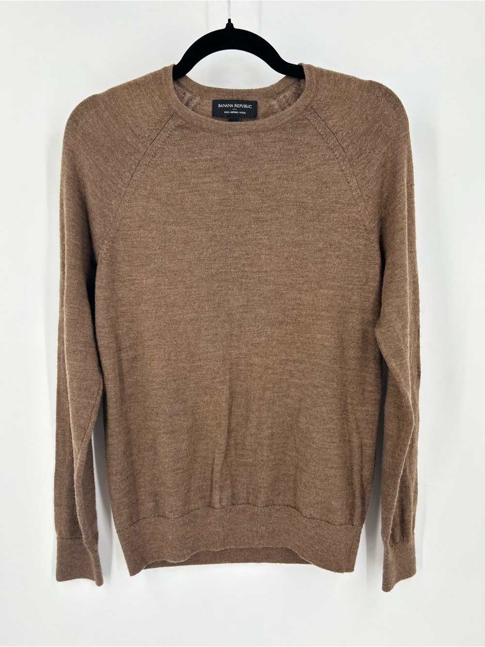 Banana Republic Merino Wool Sweater Crewneck Brown Size Small Raglan Classic